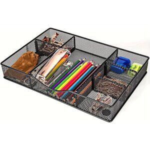 metal mesh desk drawer organizer adjustable office storage tray home drawer bin